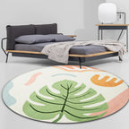 Green Tropical Area Rug Polyester Botanical Pattern Rug Washable Pet-Friendly Non-Slip Carpet for Study