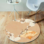 Unique bird pattern rug with branch Multicolored Oriental rug Polyester Machine washable Non-slip rug for balcony