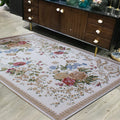 Traditional Flower Pattern Carpet Khaki Retro Carpet Polyester Washable Pet Friendly Non-Slip Back Area Rug for Living Room