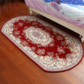 Retro Flower Pattern Carpet Red and Black Polyester Indoor Carpet Washable Non-slip Back Indoor Carpet for Bedroom