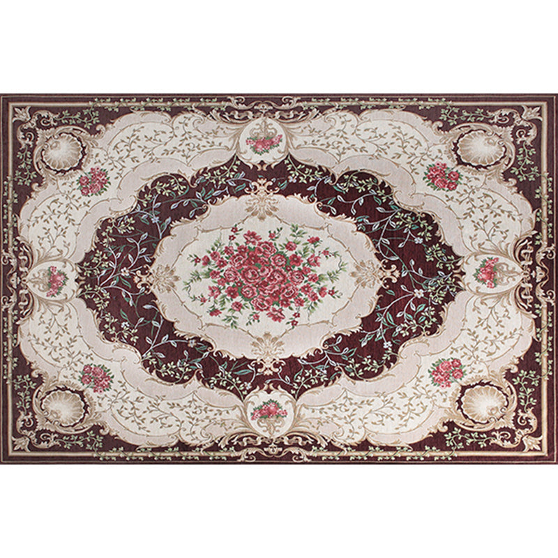 Blossom Pattern Carpet Polyester Retro Carpet Anti-Slip Carpet Machine Washable Indoor Carpet for Bedroom