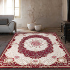Blossom Pattern Carpet Polyester Retro Carpet Anti-Slip Carpet Machine Washable Indoor Carpet for Bedroom