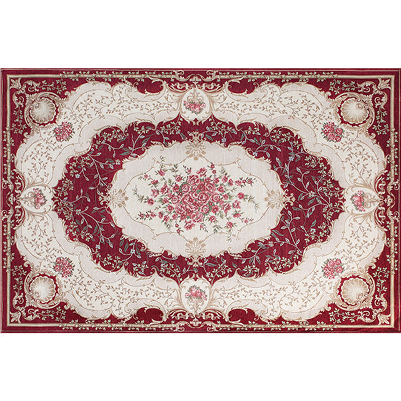 Blossom Pattern Carpet Polyester Retro Carpet Anti-Slip Carpet Machine Washable Indoor Carpet for Bedroom