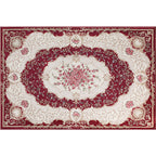 Blossom Pattern Carpet Polyester Retro Carpet Anti-Slip Carpet Machine Washable Indoor Carpet for Bedroom