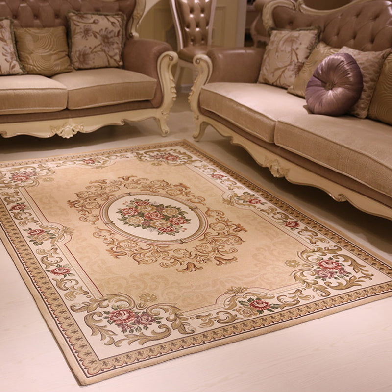 Multicolored floral pattern rug Polyester retro rug non-slip backing pet-friendly washable rug for the living room