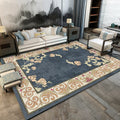 Traditional floral pattern carpet blue and red retro carpet washable pet friendly non-slip rug for living room