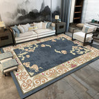 Traditional floral pattern carpet blue and red retro carpet washable pet friendly non-slip rug for living room