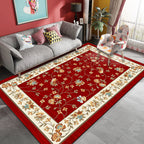Unique Vintage Rug Polyester Floral Pattern Rug Washable Pet-Friendly Non-Slip Back Rug for Bedroom