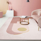 Pink Hall Rug Modernist Color Bar and Stripe Pattern Rug Polyester Pet Friendly Washable Non-Slip Back Rug