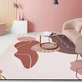 Modern Abstract Carpet Pink Polyester Area Rug Pet Friendly Washable Non-slip Back Area Rug for Living Room