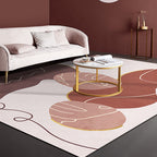 Minimalist Living Room Rug Multicolor Color Block Rug Polyester Non-Slip Backing Pet Friendly Washable Area Rug
