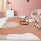 Minimalist Living Room Rug Multicolor Color Block Rug Polyester Non-Slip Backing Pet Friendly Washable Area Rug