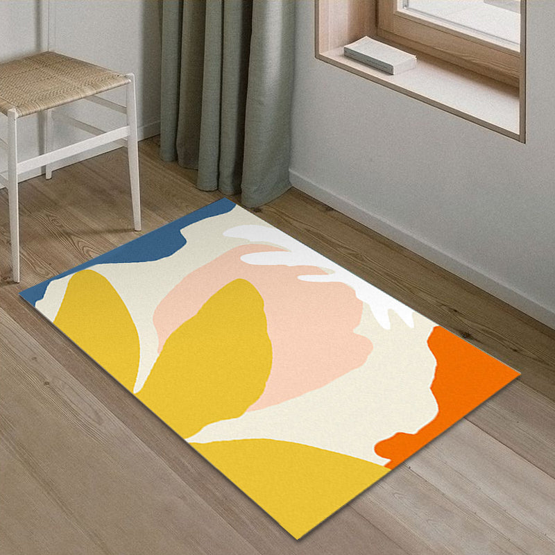 Creative Multicolor Color Block Area Rug Polyester Simple Area Rug Pet Friendly Washable Non-Slip Rug for Living Room