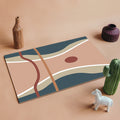 Simple Multi Color Modernism Area Rug Polyester Color Block and Striped Pattern Rug Washable Non-Slip Back Area Rug for Living Room