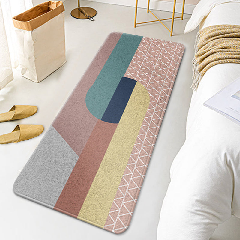 Multicolor Colorblock Rug Polyester Contemporary Rug Non-Slip Back Washable Pet-Friendly Rug for the Bedroom