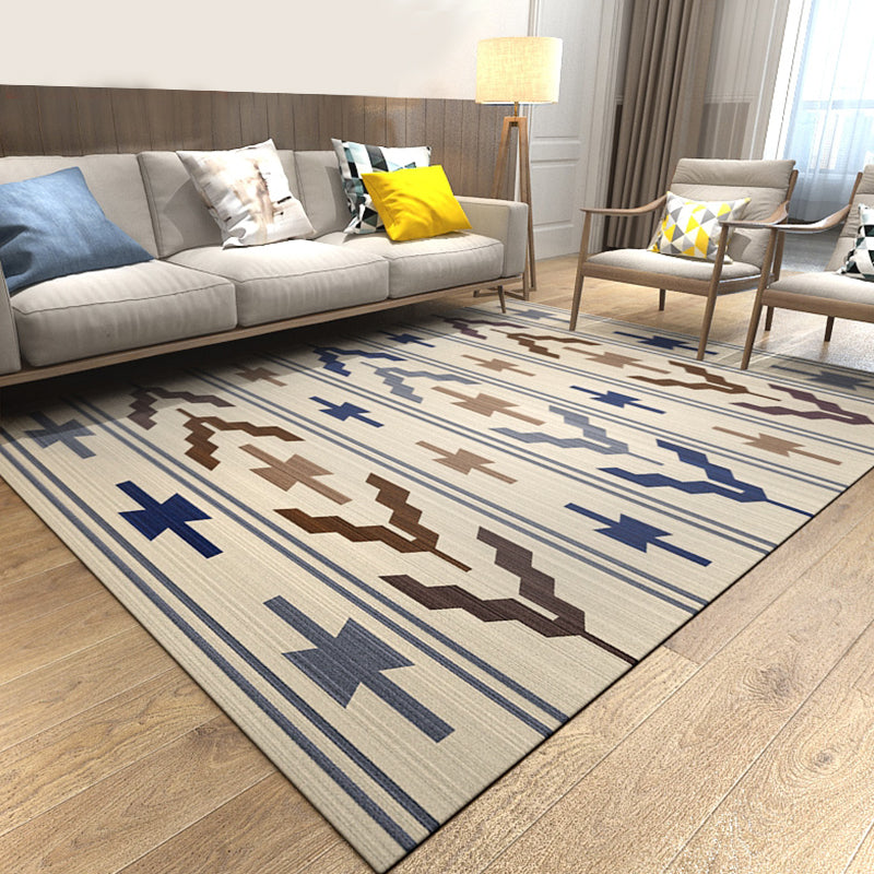 Colorful Geometric Pattern Modern Rugs Polyester Pet-Friendly Living Room Rugs