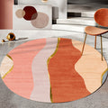 Indoor Round Rug Multicolor Polyester with Color Block Design Pet-Friendly Novelty Style Rug
