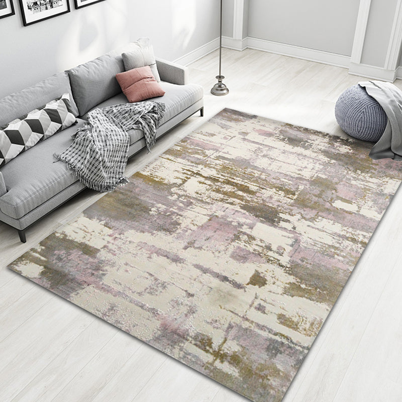 Industrial Style Rug with Colorful Cement Pattern for Indoor Pet-Friendly Polyester Area Rug