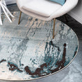 Circular Industrial Style Carpet with Multicolor Cement Pattern Pet Friendly Polyester Carpet for Room
