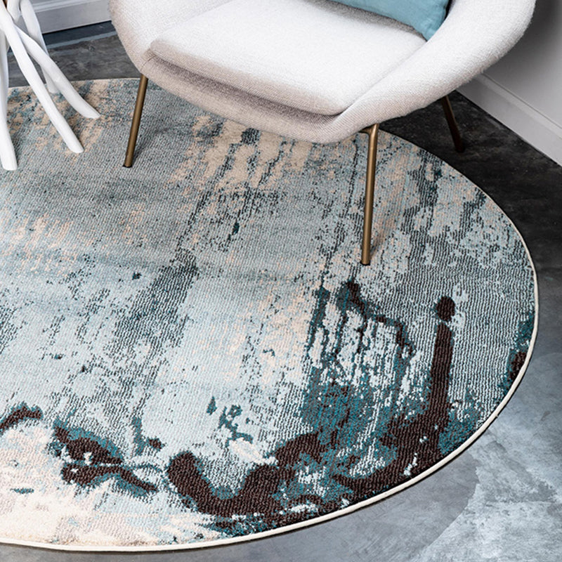 Circular Industrial Style Carpet with Multicolor Cement Pattern Pet Friendly Polyester Carpet for Room