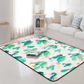 Kids Children's Room Carpet in Pink and Green Botanical Cactus Print Carpet Polyester Stain-Resistant Area Rug