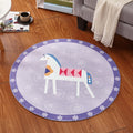 Children's room rug in pink and purple animal horse bear print rug polyester stain-resistant rug