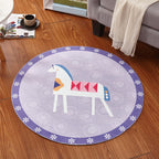 Children's room rug in pink and purple animal horse bear print rug polyester stain-resistant rug