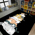 Beautiful children's rug in black and pink animal cat dog pattern rug polyester machine washable rug for the children's room