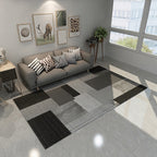 Scandinavian Modern Rug in Gray and Black Abstract Geometric Pattern Rug Polyester Non-Slip Rug for Home Decor