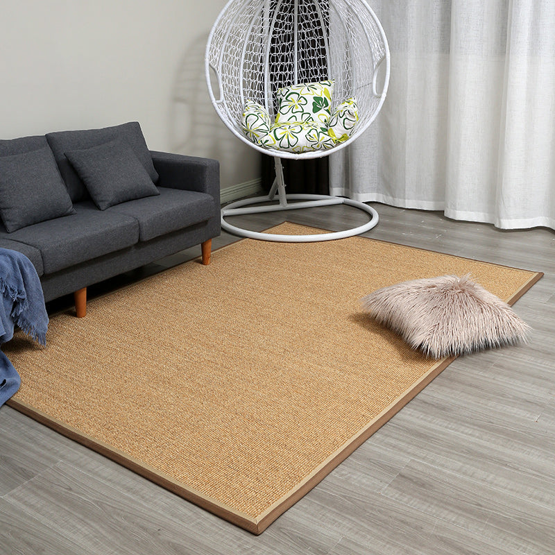 Brown Living Room Rug Rustic Simple Rug Jute Washable Non-Slip Backing Pet-Friendly Rug