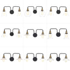 Industrial conical/wavy/fanned wall lamp glass and metal black 2-bulb wall mounted lamp for indoor use