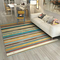 Multicolored Bedroom Carpet Novelty Striped Pattern Carpet Polyester Washable Carpet
