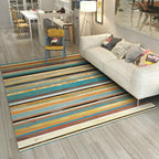 Multicolored Bedroom Carpet Novelty Striped Pattern Carpet Polyester Washable Carpet