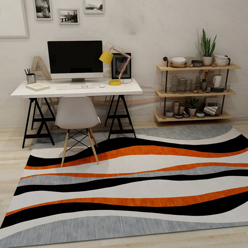 Novelty Stripe Wave Pattern Rug Colorful Polyester Rug Washable Rug for the Living Room