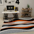 Novelty Stripe Wave Pattern Rug Colorful Polyester Rug Washable Rug for the Living Room