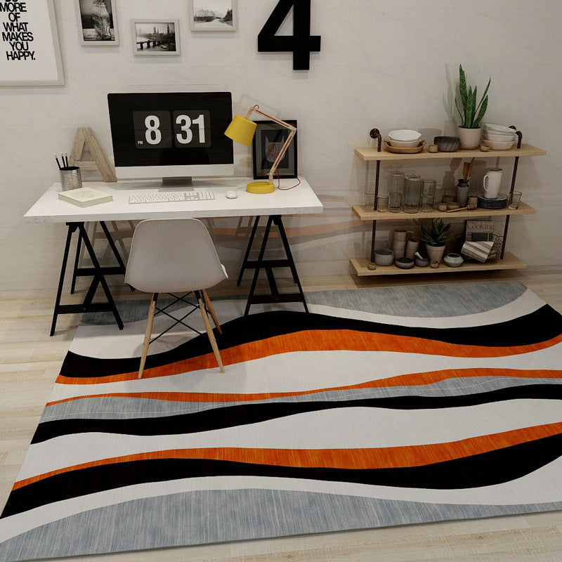 Novelty Stripe Wave Pattern Rug Colorful Polyester Rug Washable Rug for the Living Room