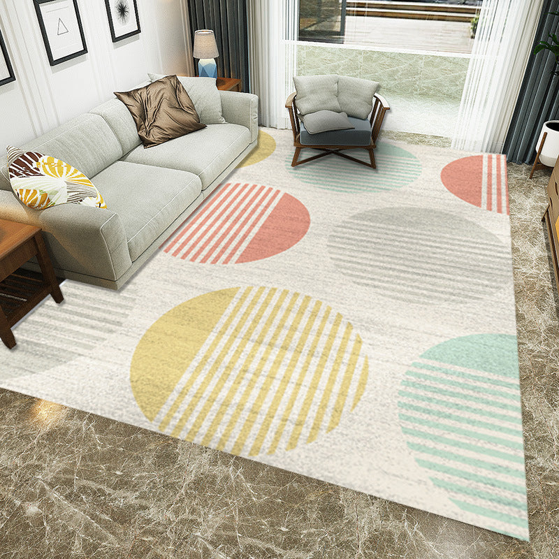 Yellow and Red Modern Carpet Polyester Striped Geometric Color Block Carpet Washable Non-Slip Back Rectangular Rug for Living Room