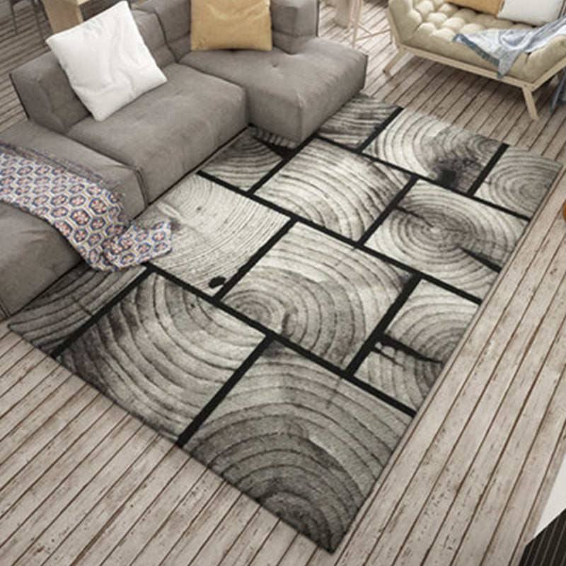 Novelty Geometry Grain Print Rug in Grey Polyester Rug Washable Rug for Home Decoration