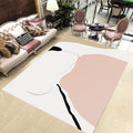 White and Pink Bedroom Carpet Novelty Color Block Pattern Carpet Polyester Washable Area Rug