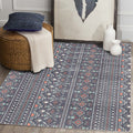 Indian Tribal Indoor Carpet Striped Diamond Geometric Synthetic Stain Resistant Power Loom Area Rug for Living Room