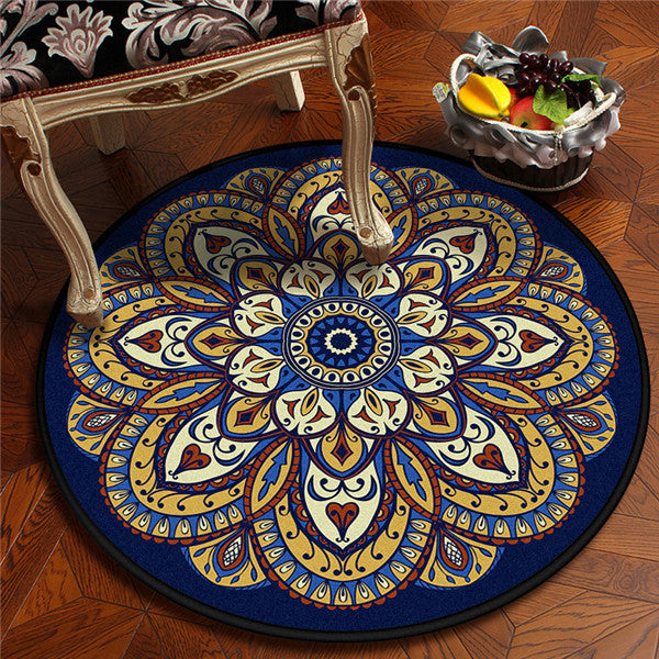 Vintage Dark Blue Americana Rug Polyester Southwestern Rug Washable Rug for Bedroom