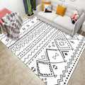 Black and White Geometric Trellis Rug Native Americana Rug for Bedroom Synthetic Pet Friendly Stain Resistant Rug