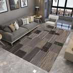 Brown Novelty Carpet Polyester Color Block Stripes Pattern Carpet Washable Carpet for Bedroom