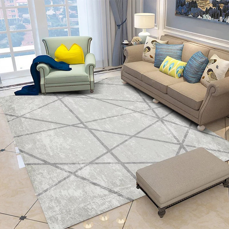 Scandinavian novelty carpet in gray geometric lines pattern carpet polyester washable carpet for home decor