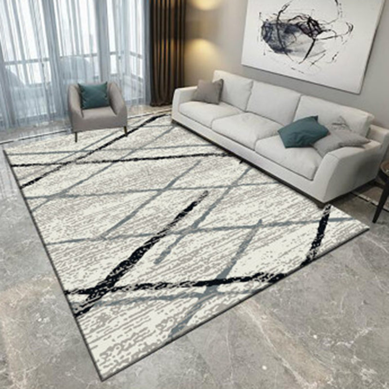 Ivory Bedroom Carpet New Arrival Geometric Diamond Pattern Carpet Polyester Washable Carpet