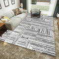 White Living Room Carpet Novelty Stripe Geometric Pattern Area Rug Polyester Washable Rug