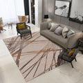 Contemporary Novelty Carpet in Brown Geometric Lines Print Area Rug Polyester Washable Rug for Bedroom