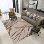 Contemporary Novelty Carpet in Brown Geometric Lines Print Area Rug Polyester Washable Rug for Bedroom