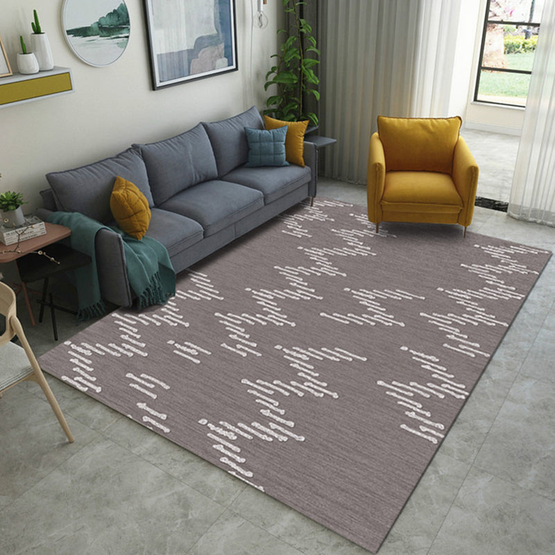 Brown carpet for the living room New geometric stripe pattern carpet Polyester washable carpet
