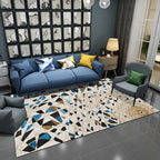 Contemporary Novelty Rug in Ivory Geometry Irregular Shape Print Area Rug Polyester Washable Rug for Bedroom
